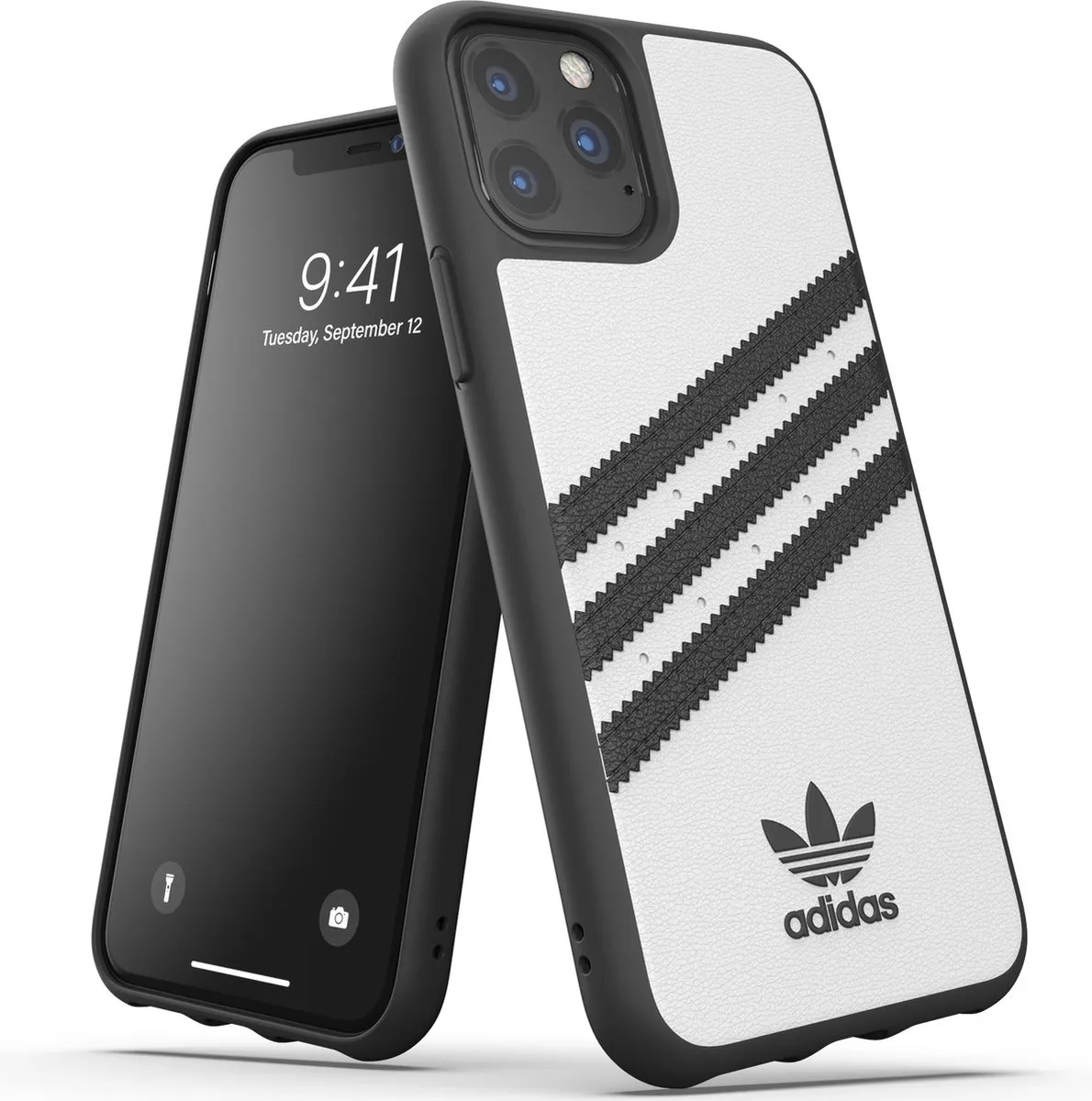 Adidas Moulded Case Strepen Beschermhoes iPhone 11 Pro 36280 - Wit/Zwart