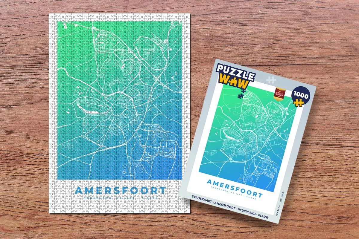 PuzzleWow Stadskaart Amersfoort Legpuzzel 1000 Stuks - Multicolor