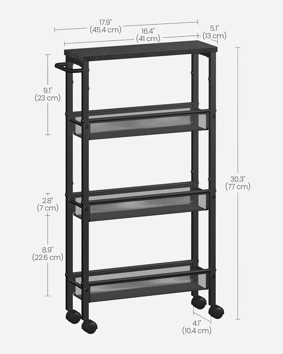 Songmics LRC032B04 Keukentrolley 4-laags - 13cm Diep - Zwart - afbeelding 5 van 6