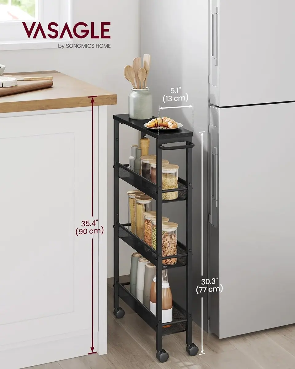 Songmics LRC032B04 Keukentrolley 4-laags - 13cm Diep - Zwart - afbeelding 6 van 6