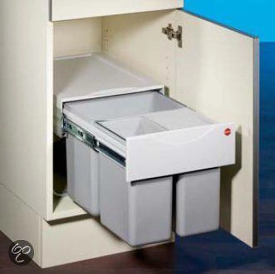 Inbouw Prullenbak Hailo Tandem 35 liter  Lichtgrijs