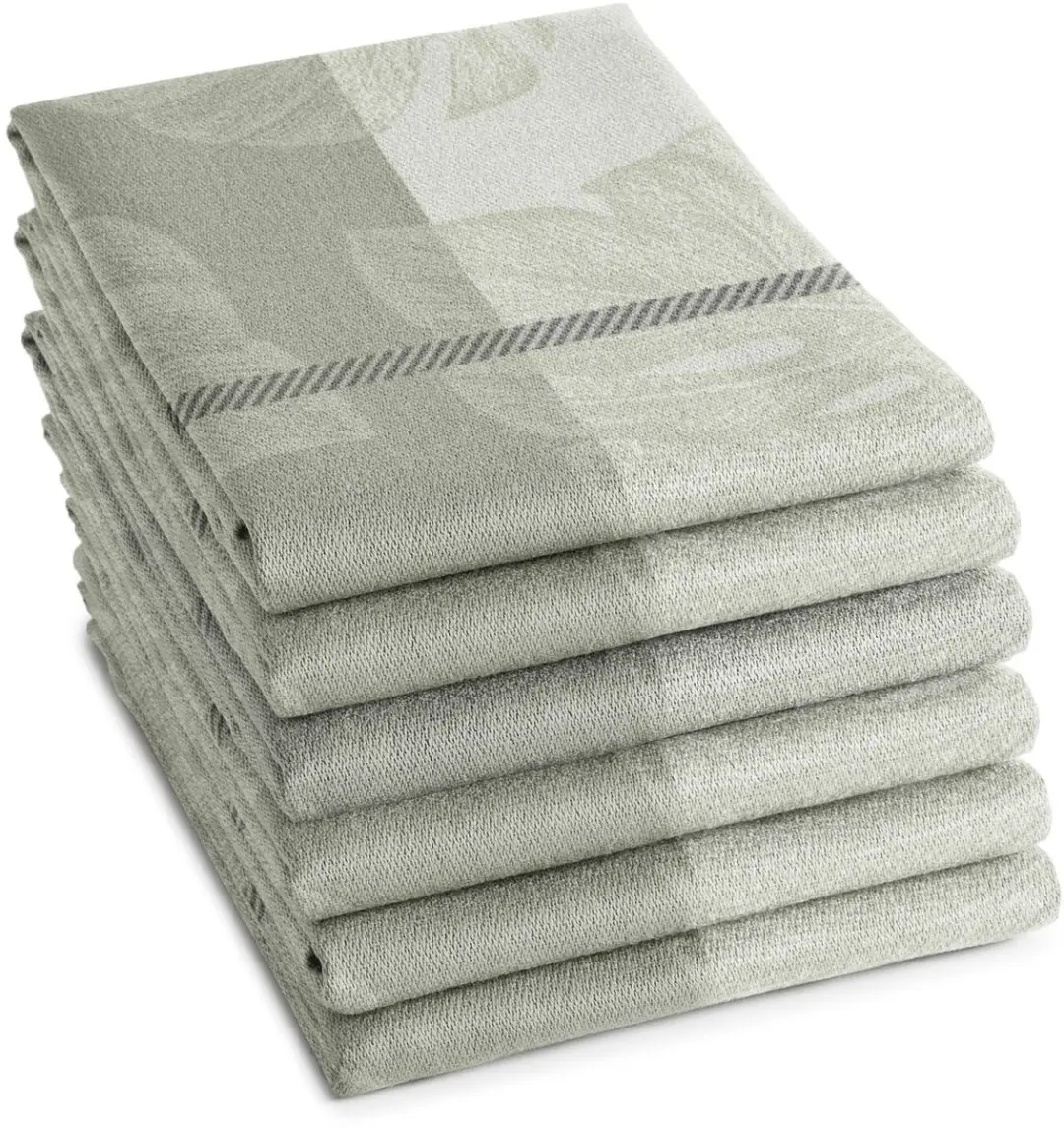 DDDDD - Monstera - Theedoek - Set van 6 - Katoen - Plantenprint - 60x65 cm - Creme