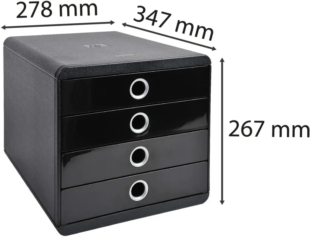 Exacompta Ladenbox POP-BOX 4 Lades - Zwart/Zilver - afbeelding 2 van 6