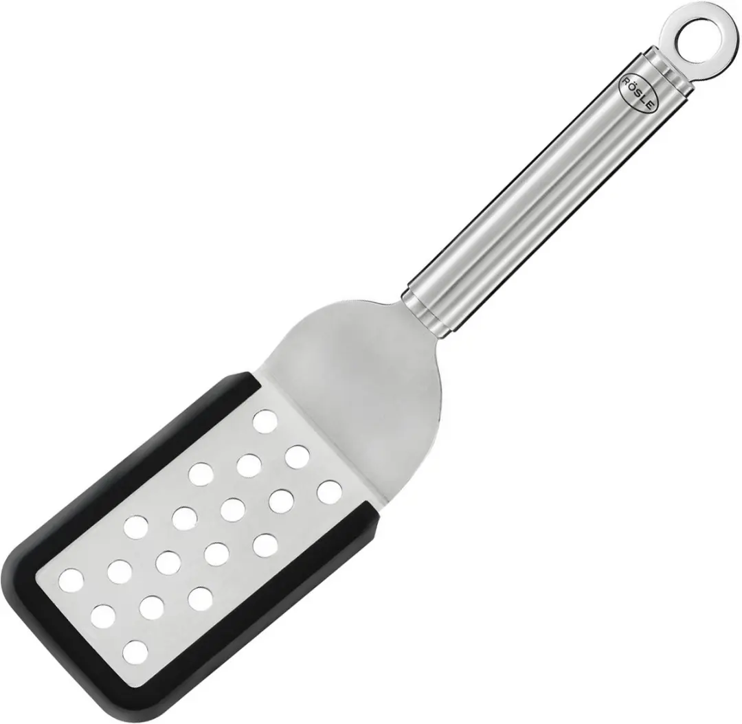 Spatel, Schuin, 26 cm, Geperforeerd, Siliconen, RVS
