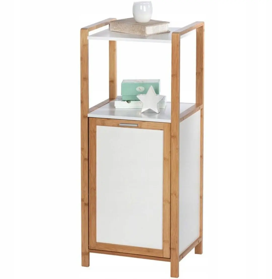 Wenko Bamboe Badkamerkastje 29,5x25x50cm - Wit - afbeelding 2 van 6