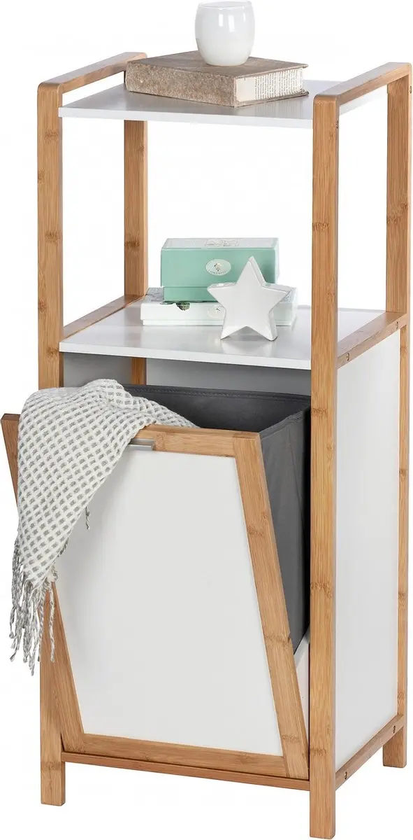 Wenko Bamboe Badkamerkastje 29,5x25x50cm - Wit - afbeelding 5 van 6