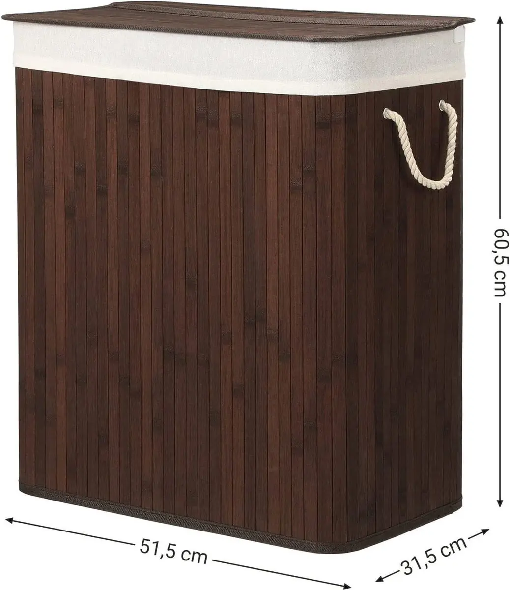 Songmics Wasmand 100L Bamboe Bruin - afbeelding 6 van 6