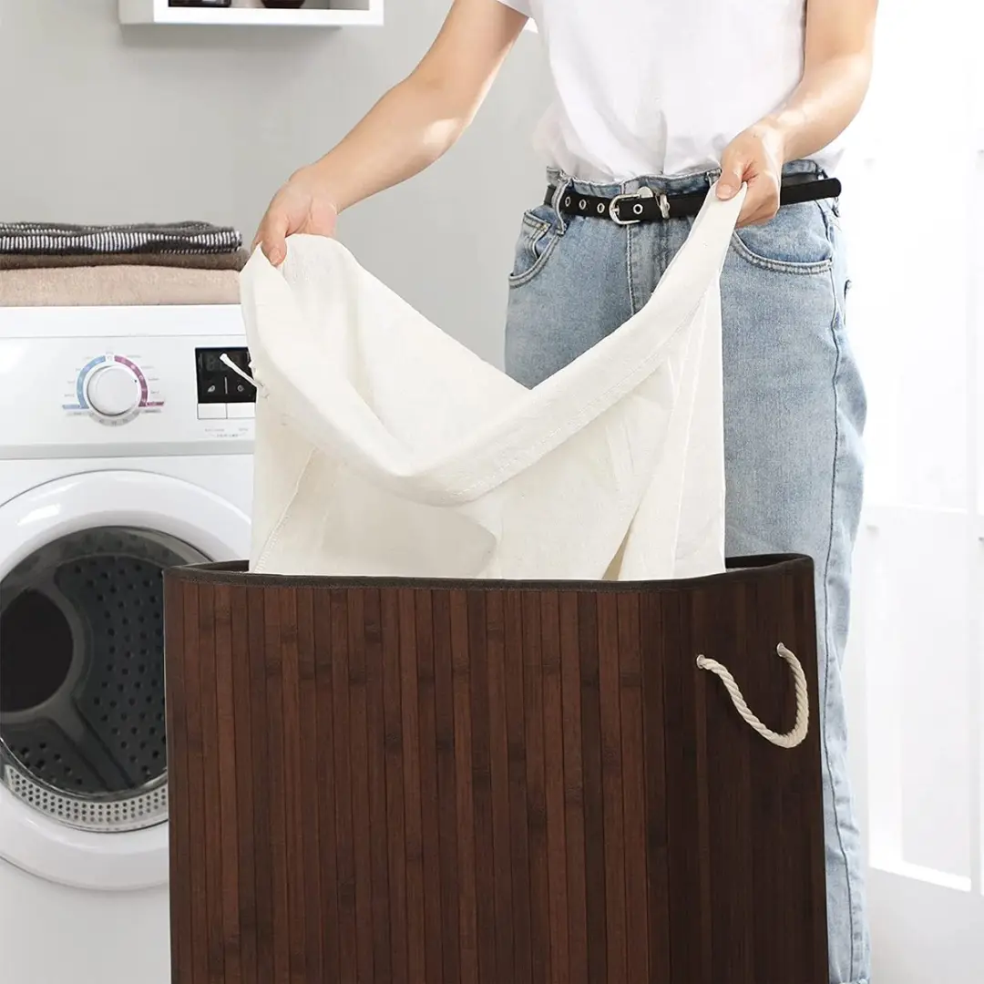 Songmics Wasmand 100L Bamboe Bruin - afbeelding 3 van 6