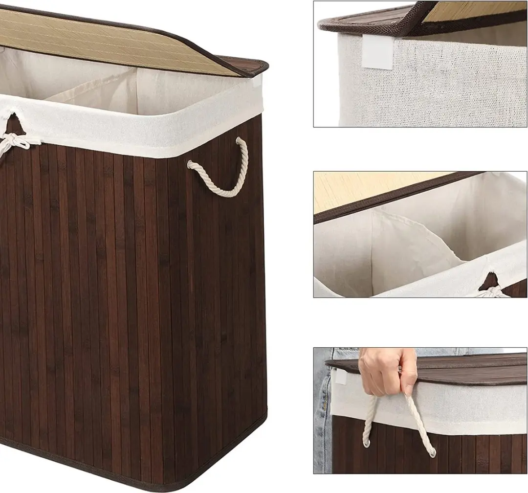 Songmics Wasmand 100L Bamboe Bruin - afbeelding 5 van 6