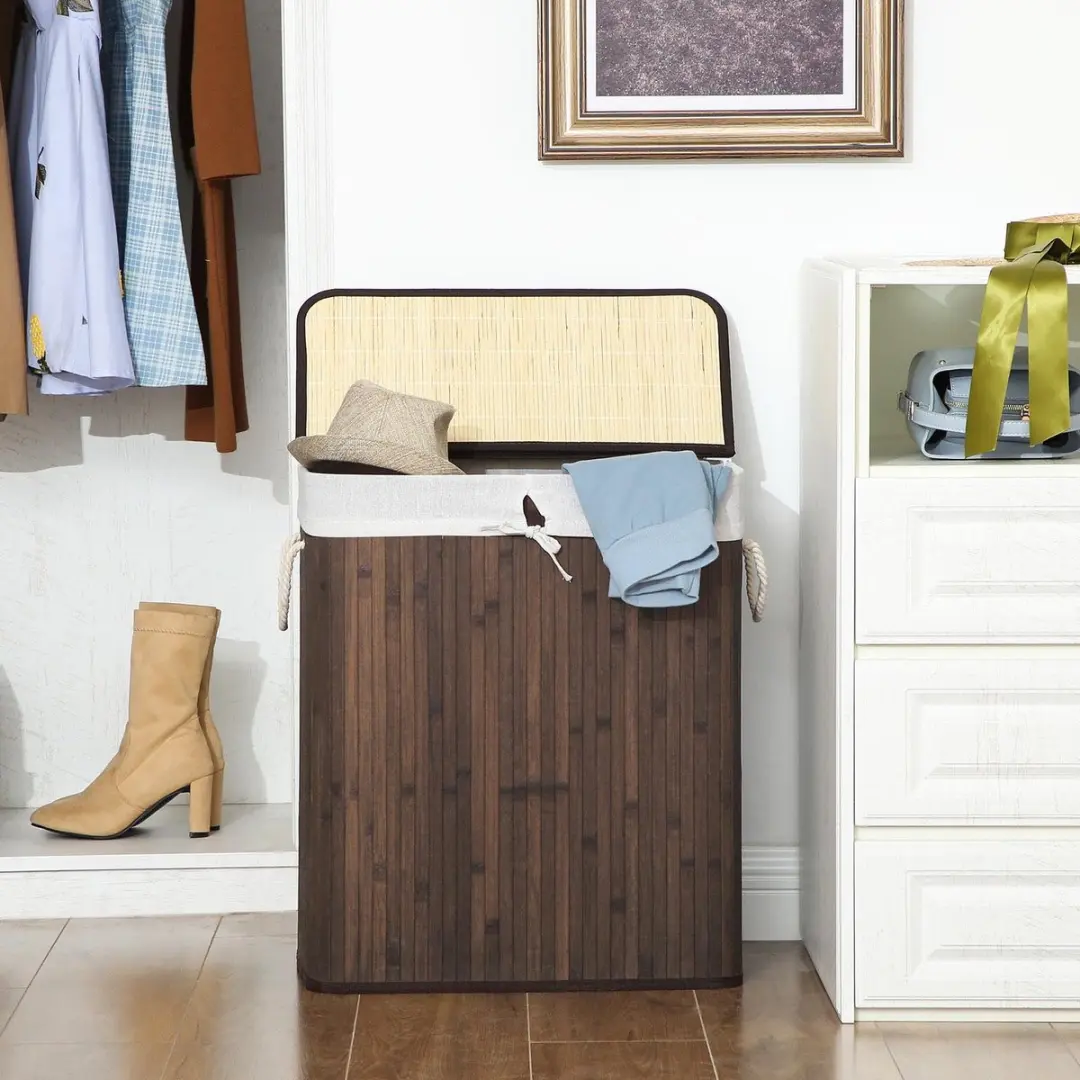 Songmics Wasmand 100L Bamboe Bruin