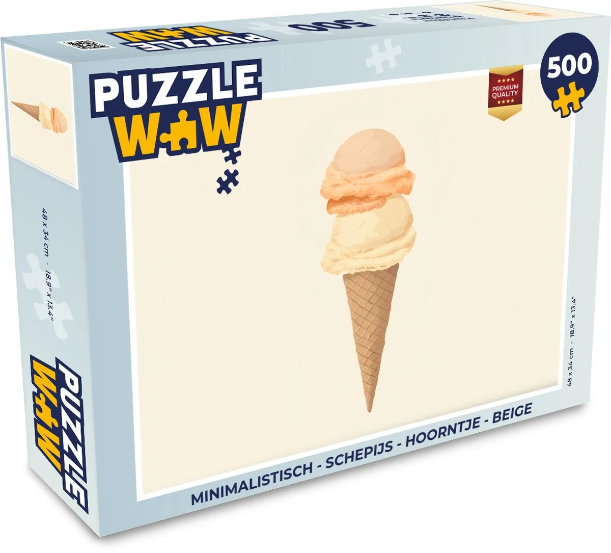PuzzleWow Minimalistisch Schepijs Hoorntje Legpuzzel 500 Stuks