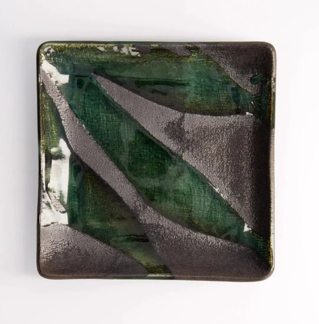 The Oriental Shop Bekers Zwart/Groen Sq. Bord 18x18cm