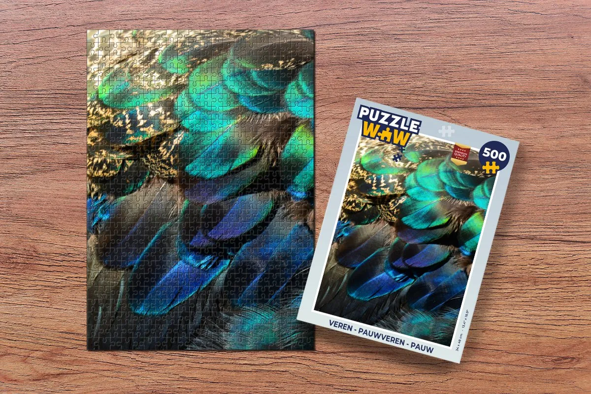 PuzzleWow Pauwveren Legpuzzel 500 Stuks - Multicolor