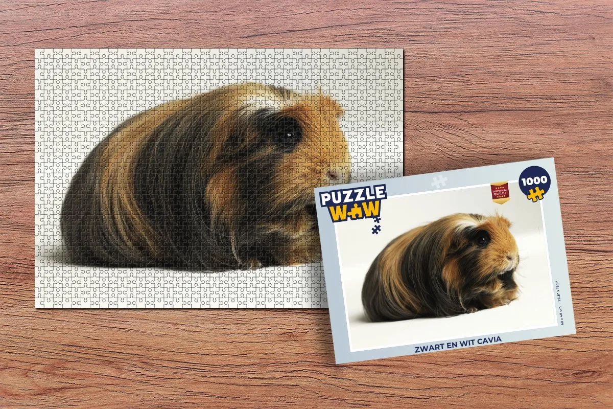 PuzzleWow Legpuzzel 1000 Stuks - Zwart & Wit Cavia