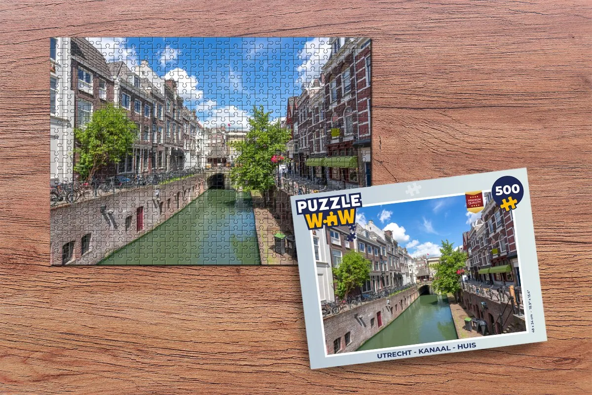 PuzzleWow Utrecht Kanaal Huis Legpuzzel 500 Stuks - Multicolor