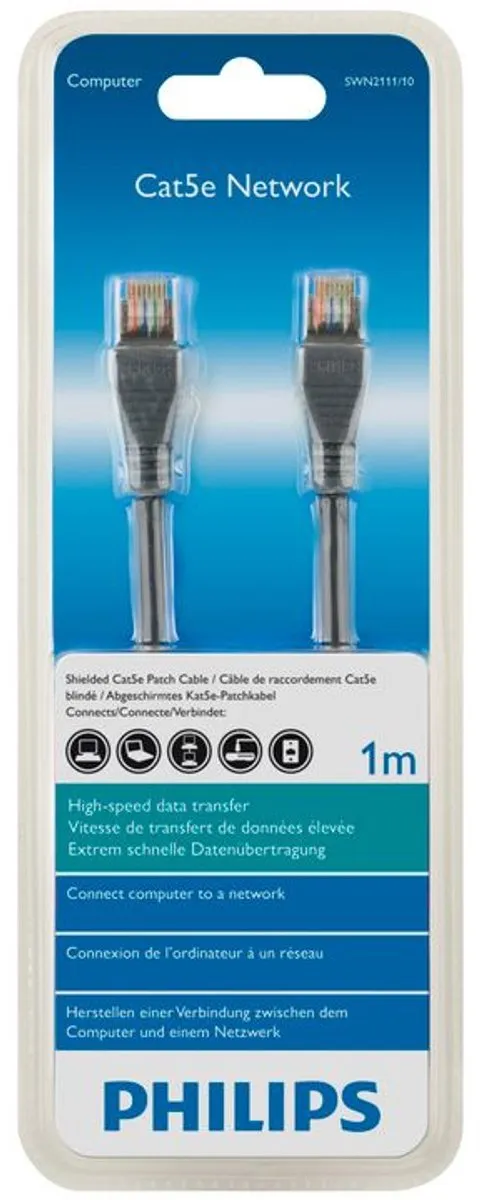 Philips CAT 5e Netwerkkabel SWN2111/10 - Zwart