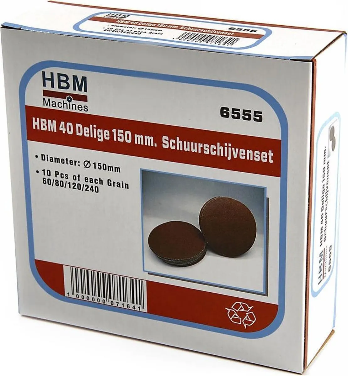 HBM 6555 Schuurschijvenset 40-delig 150mm