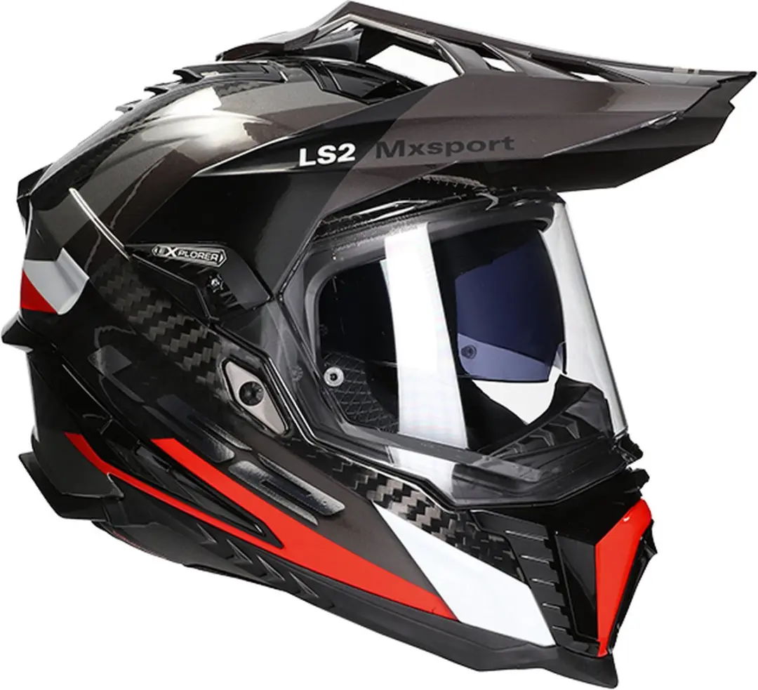 LS2 Helm Explorer Frontier MX701 titanium / rood maat S