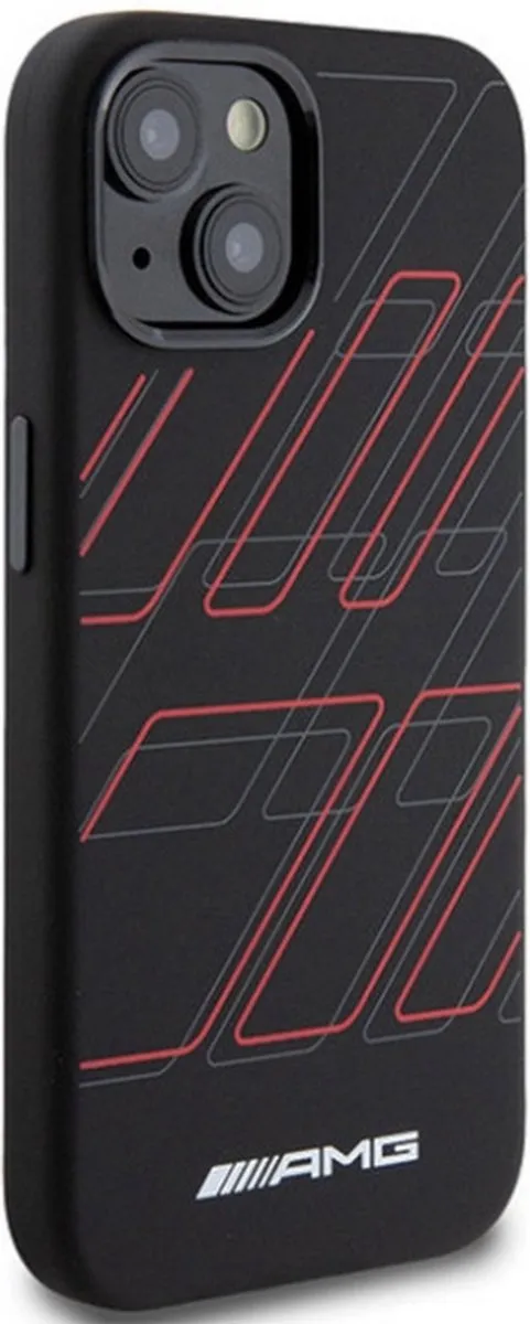 Mercedes-AMG Large Rhombuses Back Case iPhone 15 - Zwart