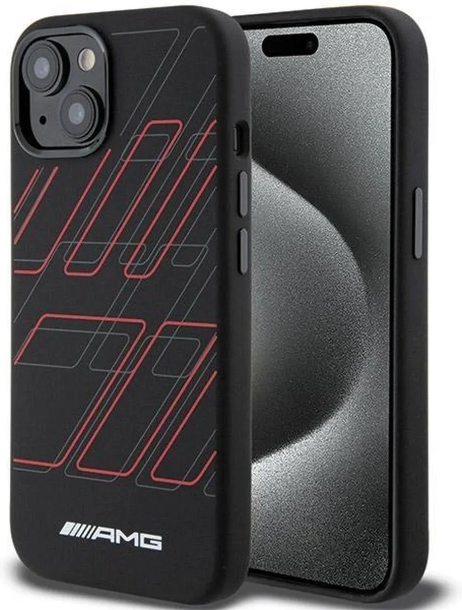 Mercedes-AMG Large Rhombuses Back Case iPhone 15 - Zwart