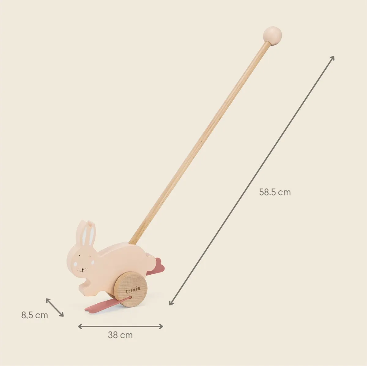 Trixie Houten Duwstok Mrs. Rabbit - Roze