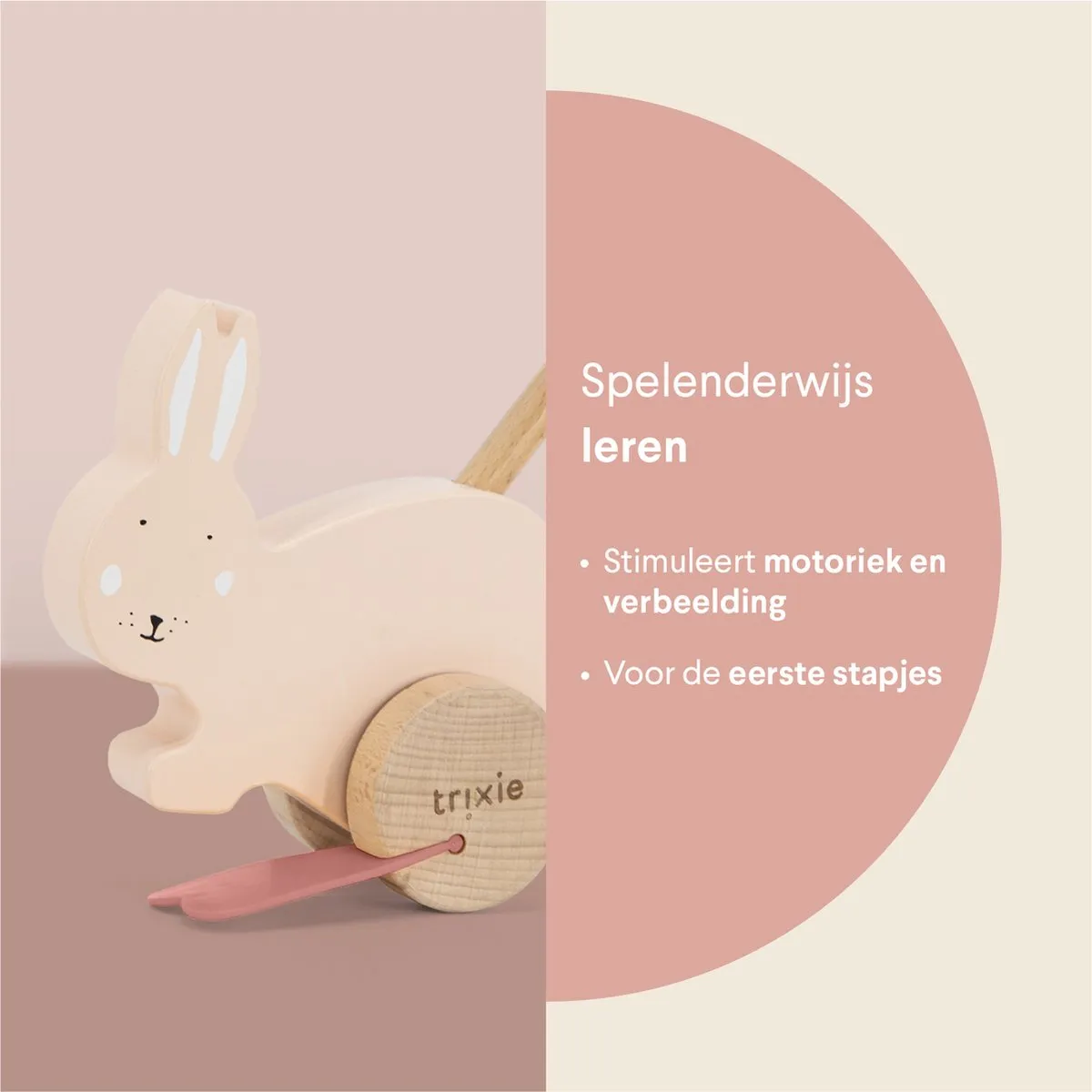 Trixie Houten Duwstok Mrs. Rabbit - Roze