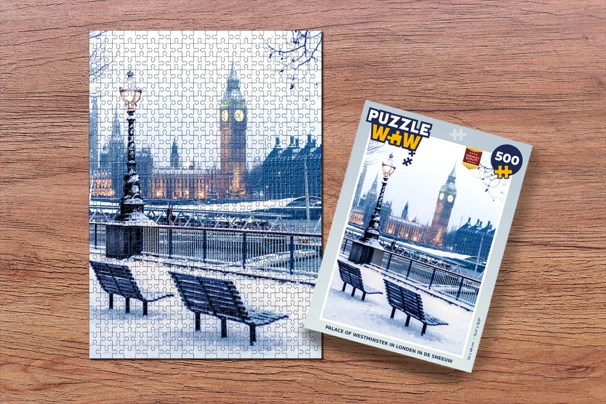 PuzzleWow Puzzel Palace of Westminster in Londen in de sneeuw - 500 Stuks