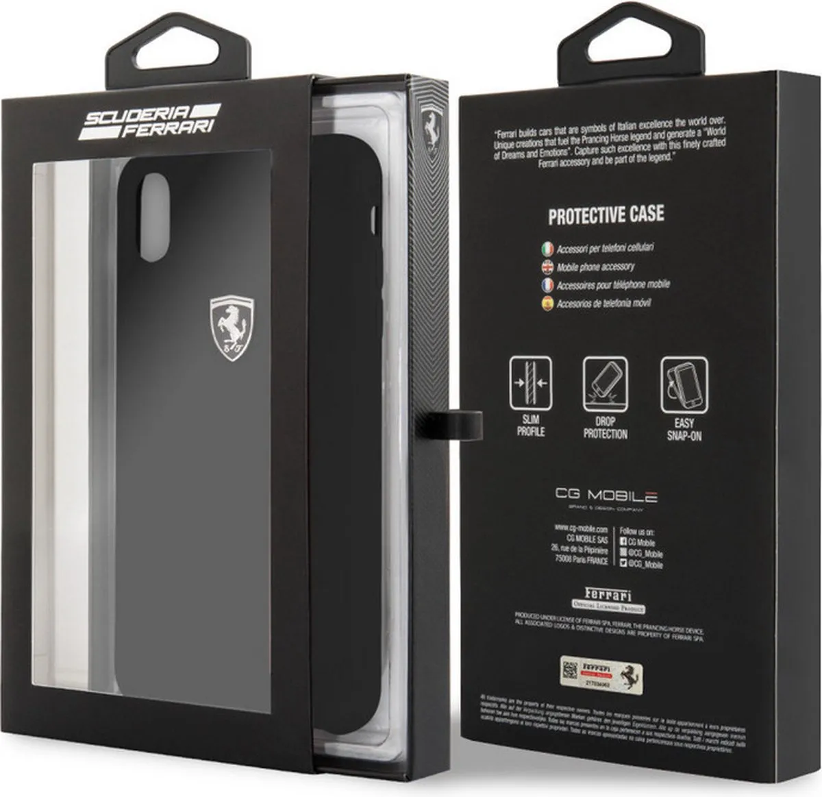 Ferrari Silicone Back Case iPhone XS Max - Zwart