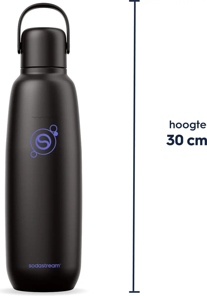 SodaStream Fizz & Go Roestvrijstalen Fles 0.9L - Zwart - afbeelding 2 van 6