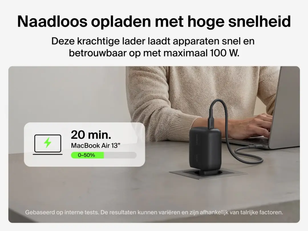 Belkin BoostCharge 100W USB-C GaN Wandlader - Zwart - afbeelding 3 van 6