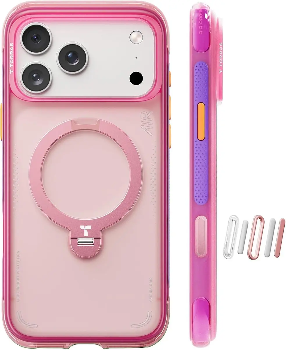 Torras Ostand Q3 Air Hoesje iPhone 17 Pro Max - Roze - afbeelding 5 van 6