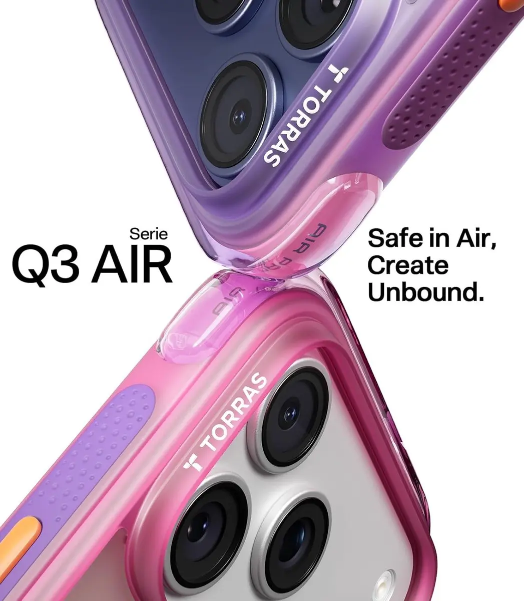 Torras Ostand Q3 Air Hoesje iPhone 17 Pro Max - Roze - afbeelding 6 van 6