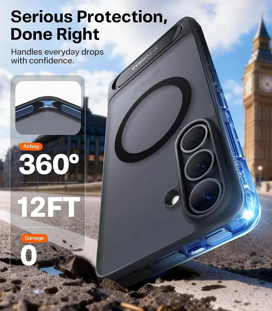 Torras Ostand Magnetic Hoesje Samsung Galaxy S26 - Zwart - afbeelding 3 van 6
