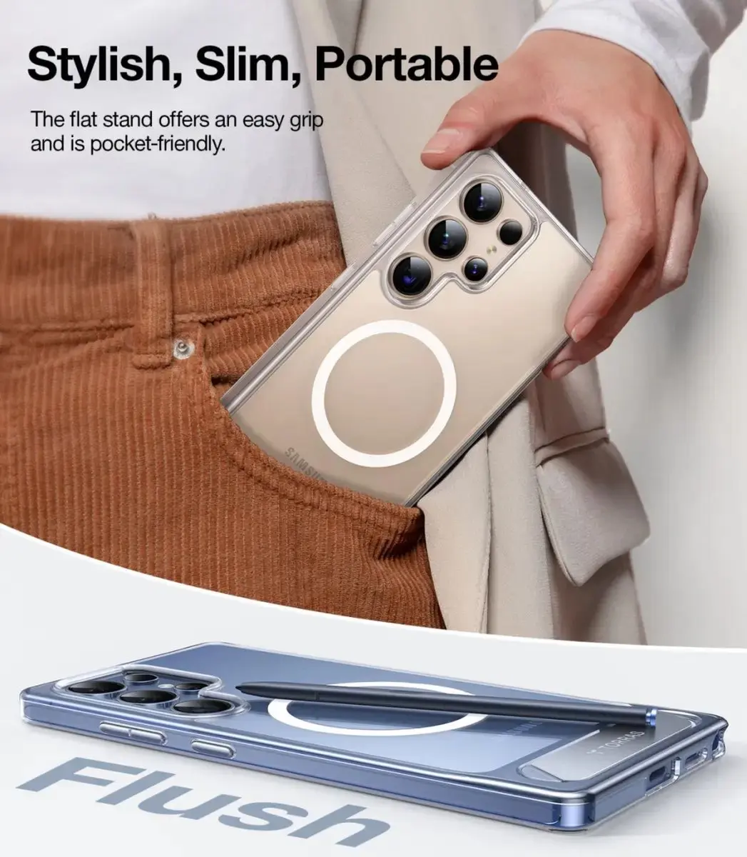 Torras UPro Pstand Spin Hoesje - Samsung Galaxy S25 Ultra - Transparant - afbeelding 4 van 6