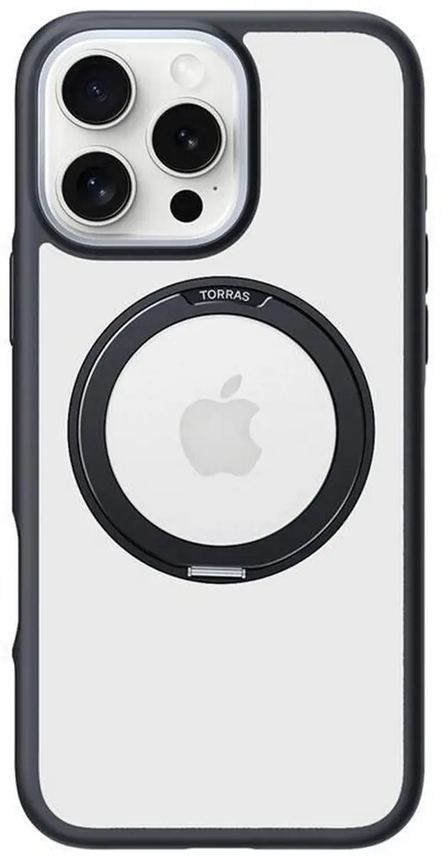 Torras Ostand R Fusion Hoesje iPhone 16 Pro - Zwart - afbeelding 2 van 6