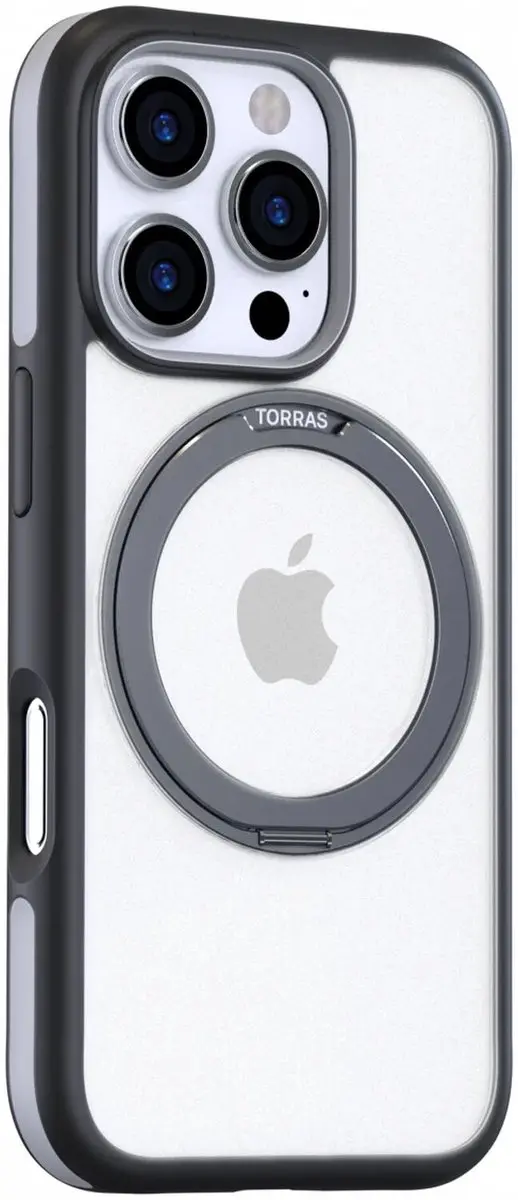 Torras Ostand R Fusion Hoesje iPhone 16 Pro - Zwart - afbeelding 5 van 6