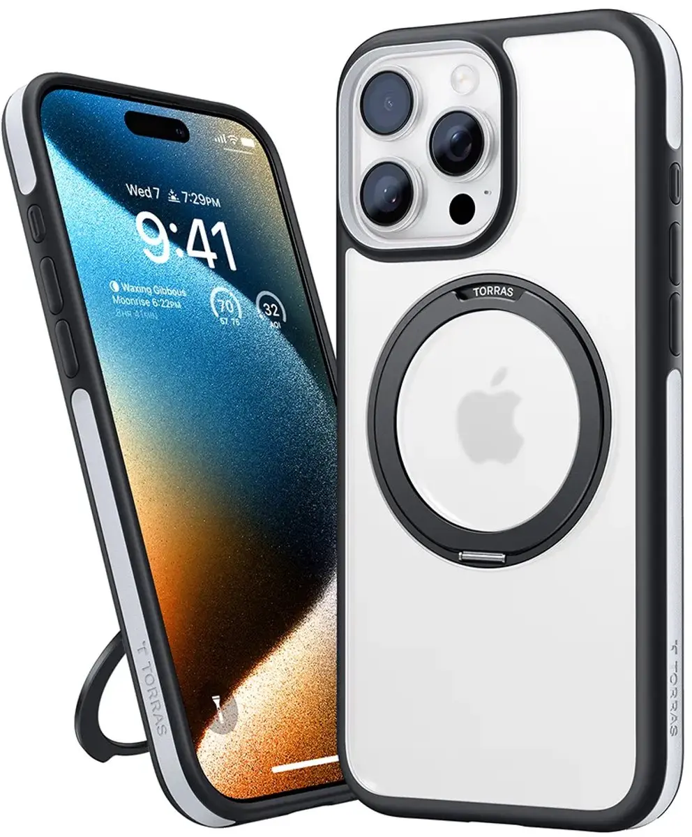 Torras Ostand R Fusion Hoesje iPhone 16 Pro - Zwart - afbeelding 3 van 6