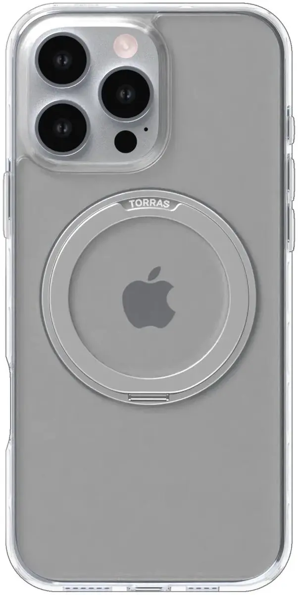 Torras Ostand Pro MagSafe Hoesje iPhone 16 Pro - Transparant - afbeelding 6 van 6