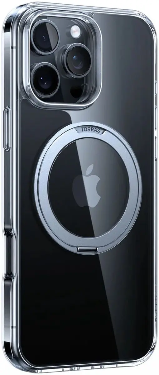 Torras Ostand Pro MagSafe Hoesje iPhone 16 Pro - Transparant - afbeelding 5 van 6