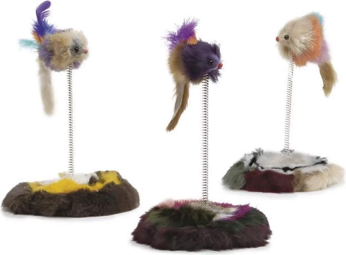 Beeztees Muis op Springveer - Kattenspeelgoed