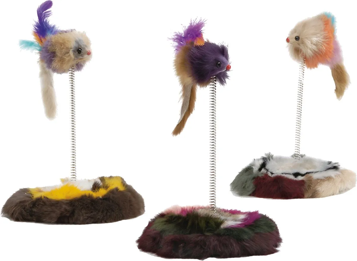 Beeztees Muis op Springveer - Kattenspeelgoed