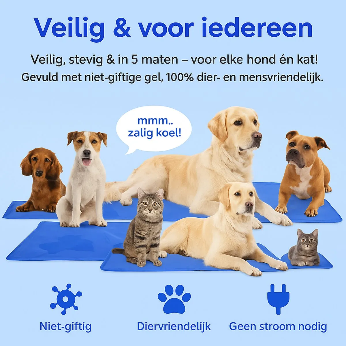 Flamingo Frosty Koelmat Honden XXL 120x80cm - Blauw