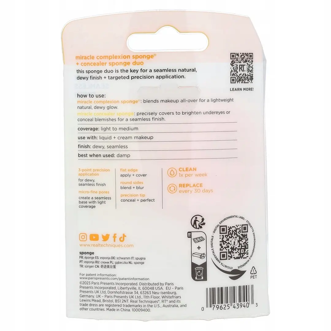 Real Techniques Miracle Complexion & Concealer Sponge Duo - Geel/Oranje - afbeelding 3 van 6