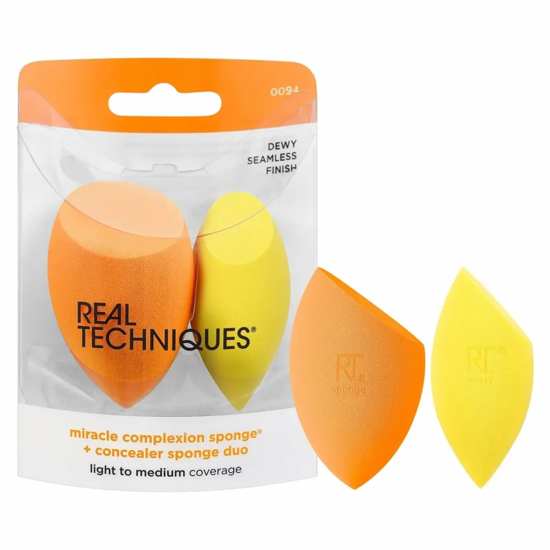 Real Techniques Miracle Complexion & Concealer Sponge Duo - Geel/Oranje - afbeelding 2 van 6