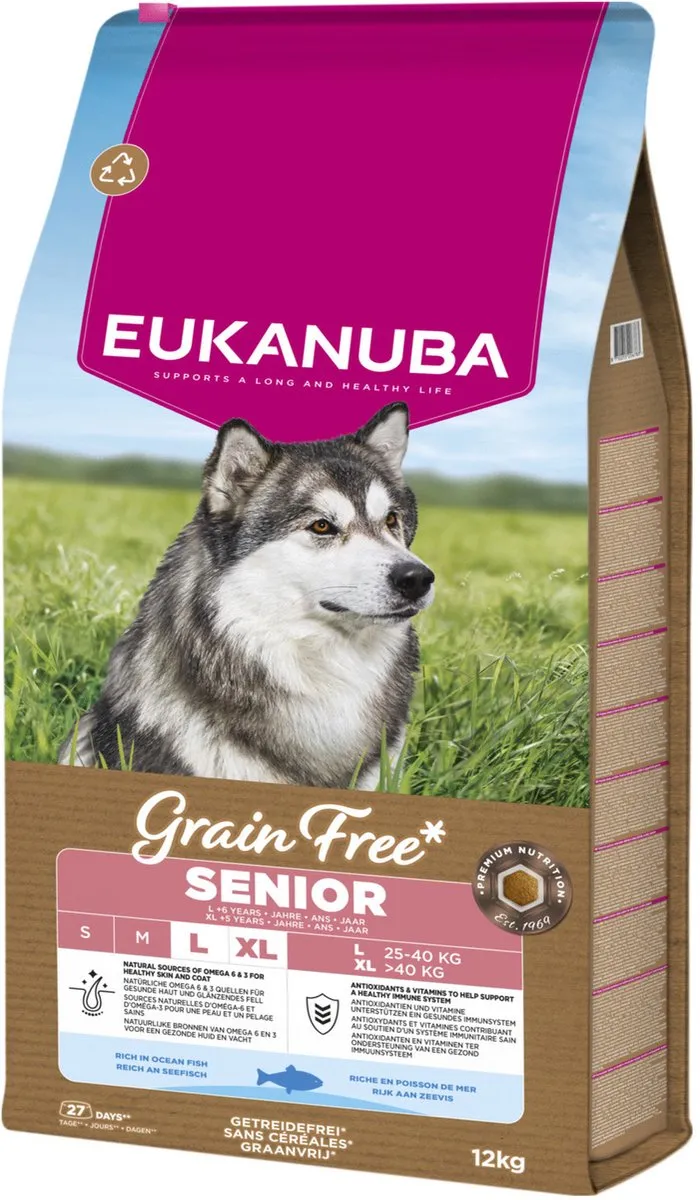 Eukanuba Grain Free Senior Large Breed Hondenvoer - Zeevis 12kg