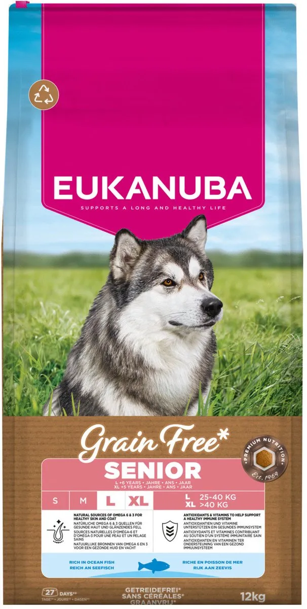 Eukanuba Grain Free Senior Large Breed Hondenvoer - Zeevis 12kg