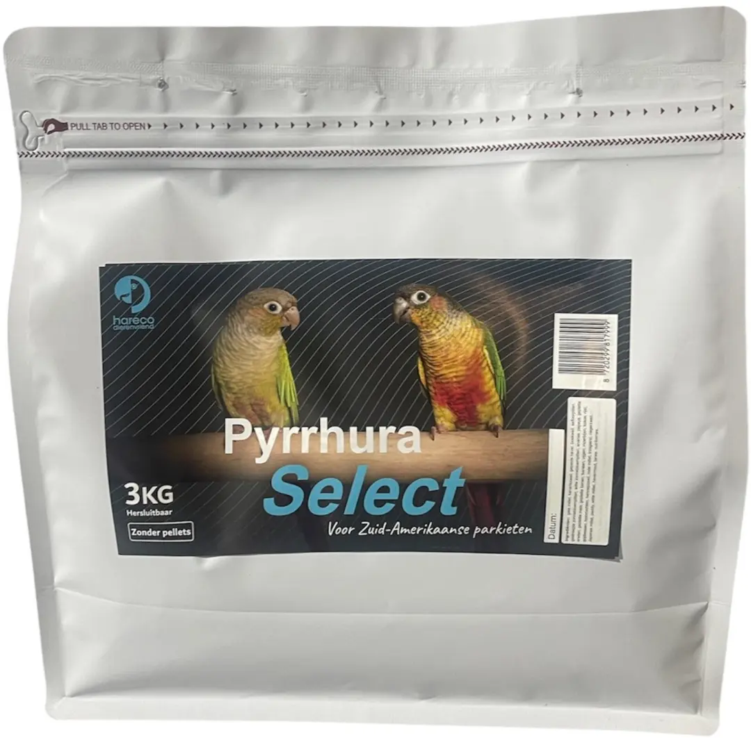 pyrrhura select 3 kg met pellets navulverpakking hareco