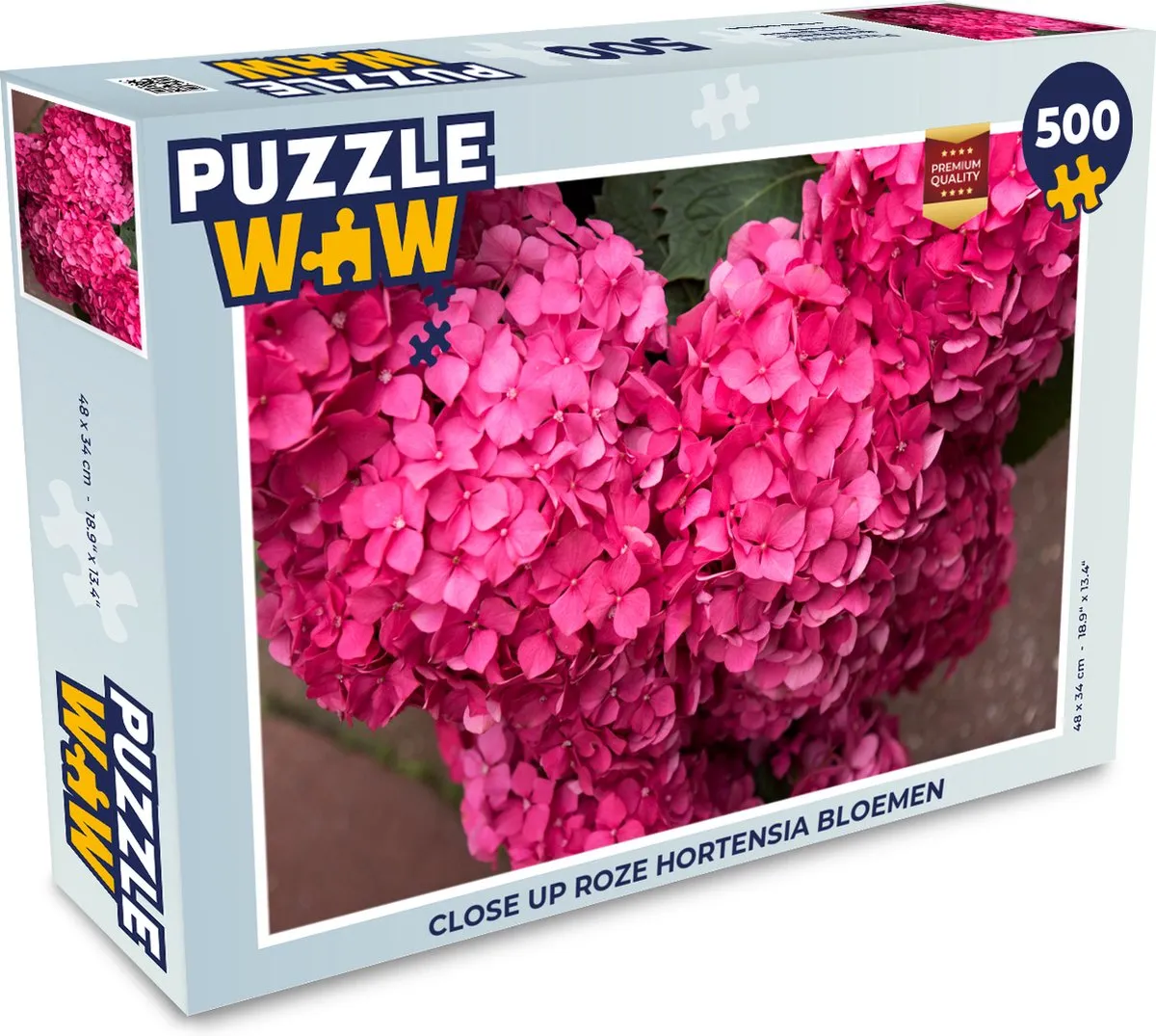 PuzzleWow Close Up Roze Hortensia Bloemen Legpuzzel 500 Stuks