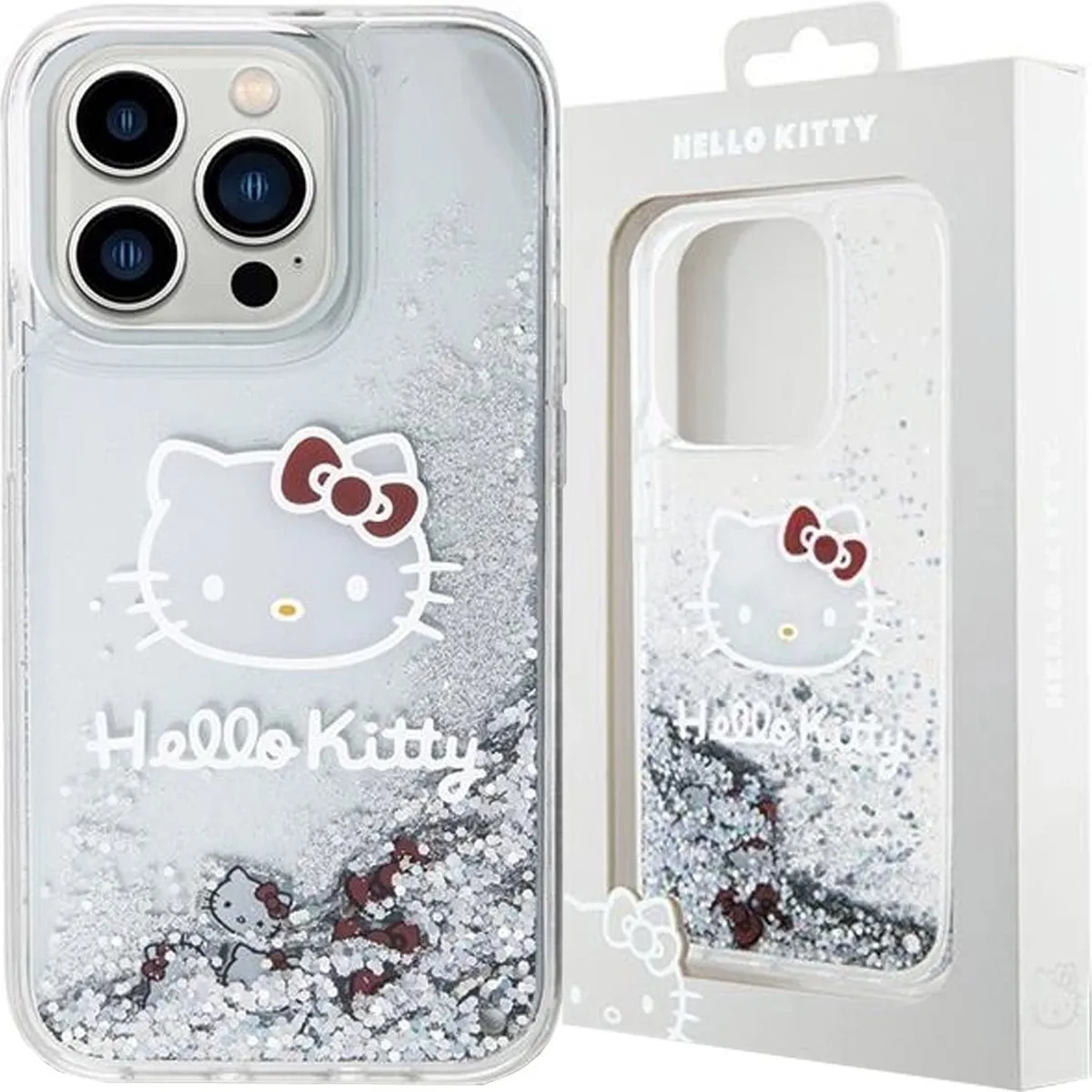 Hello Kitty Liquid Glitter Charms Kitty Head Hoesje iPhone 13 Pro