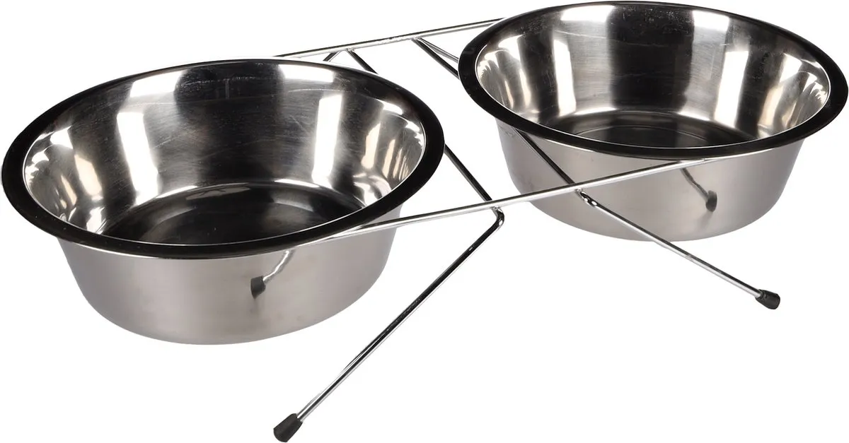 Flamingo Hondenvoerbak Duo Dinner 25cm - XL Zilver